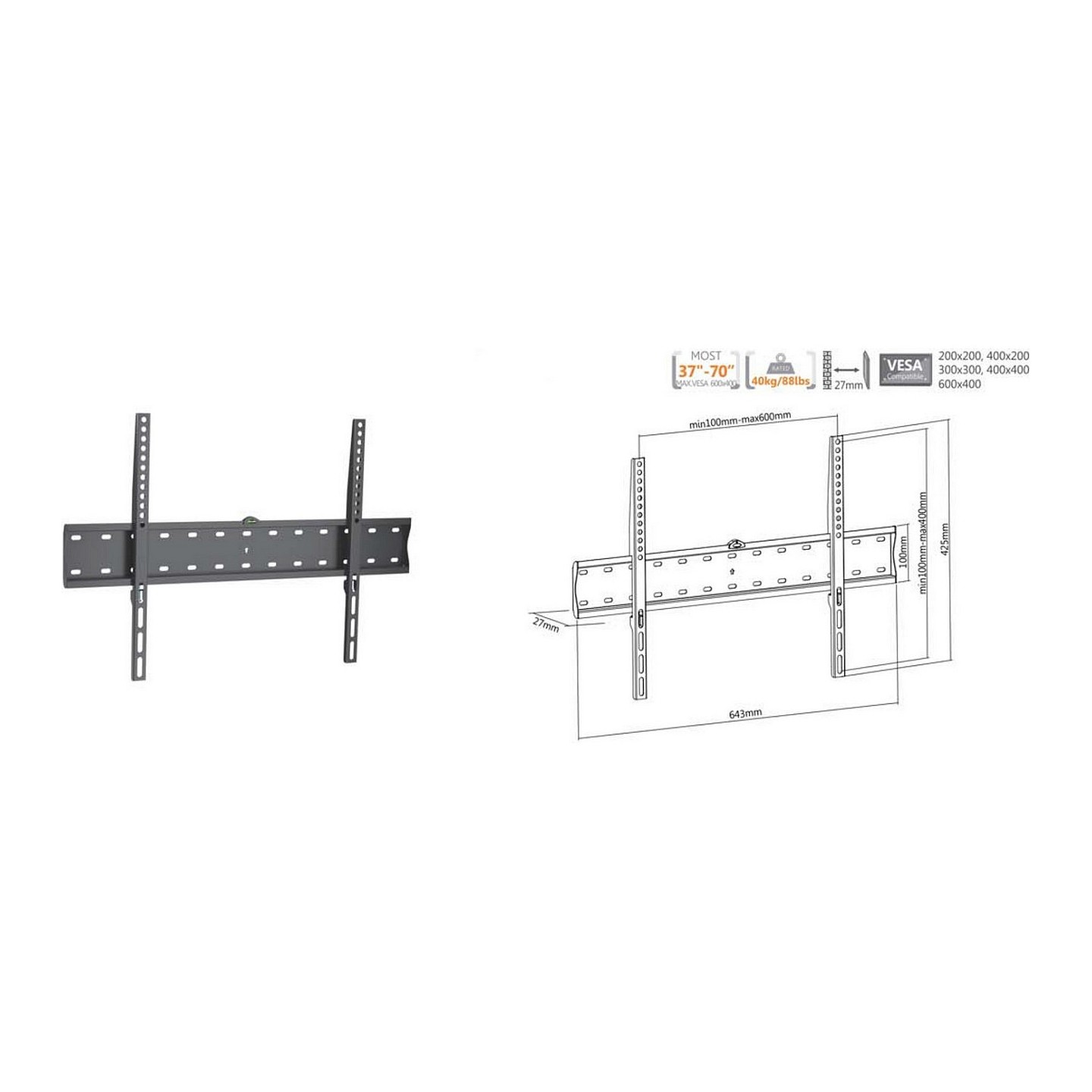 Equip Wandhalterung 37'-70' 1TFT Fest Slim 1Gelenk 40Kg sw retail — Buy in Cyprus with Fast Delivery