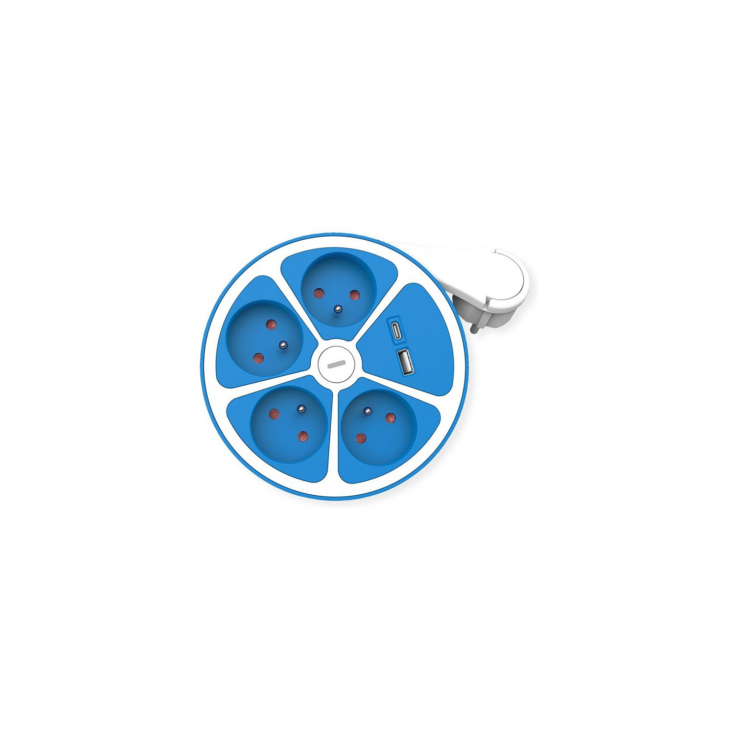 ROLINE 4-fach Steckdosenleiste mit Schalter. rund. UTE Version. USB-Charger A+C. blau. 1.5 m