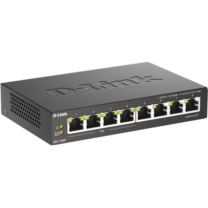 Buy D-Link DGS-1008P - 8-Port Gigabit PoE+ Unmanaged Switch - Black Metal Deskto... in Cyprus, Nicosia, Limassol, Larnaka, Pafos