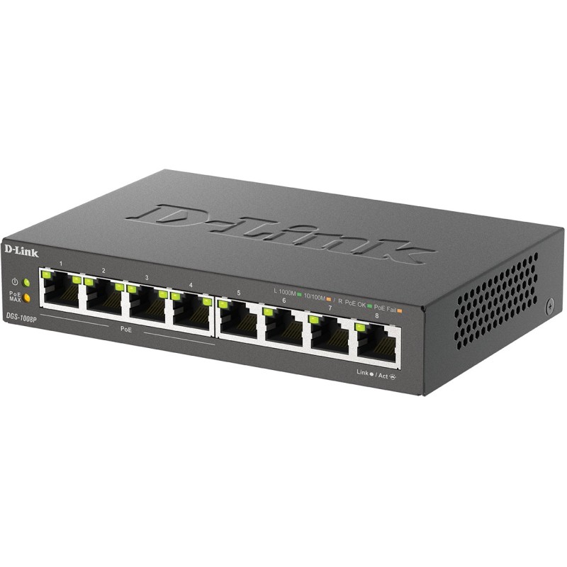 Buy D-Link DGS-1008P - 8-Port Gigabit PoE+ Unmanaged Switch - Black Metal Deskto... in Cyprus, Nicosia, Limassol, Larnaka, Pafos