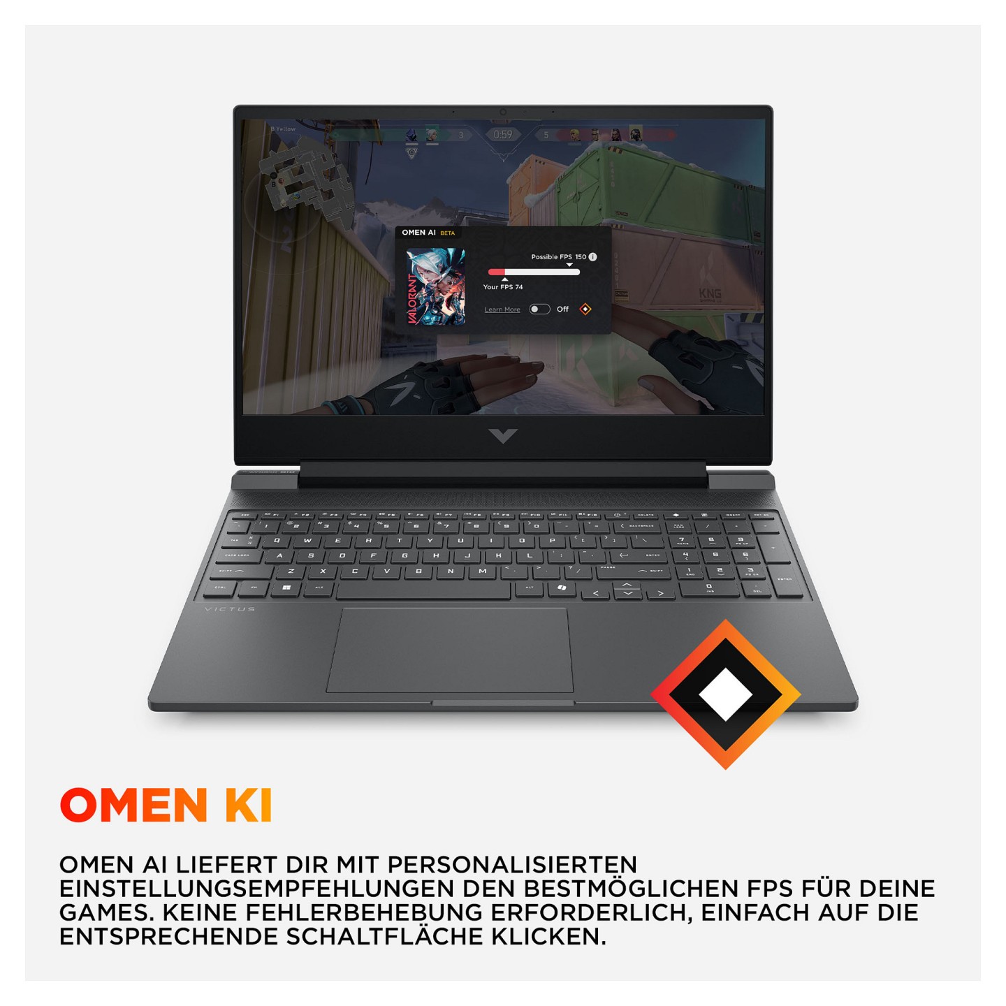 HP Victus Gaming Laptop 15.6' FHD 144Hz IPS R7-7445H 16GB 512GB RTX4050 kein Betriebssystem 15-fb3470ng