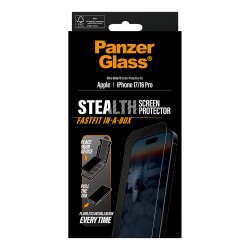 PanzerGlass Stealth Screen Protector w. Black Frame iPhone 17 iPhone 16 Pro Ultra-Wide Fit w. Fastfit in-a-box