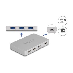 DELOCK 7 Port USB Hub mit 4 x USB Type-C Buchse und 3 x USB Typ-A Buchse mit PD 82 W — Buy in Cyprus with Fast Delivery