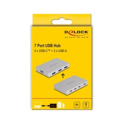 DELOCK 7 Port USB Hub mit 4 x USB Type-C Buchse und 3 x USB Typ-A Buchse mit PD 82 W — Buy in Cyprus with Fast Delivery
