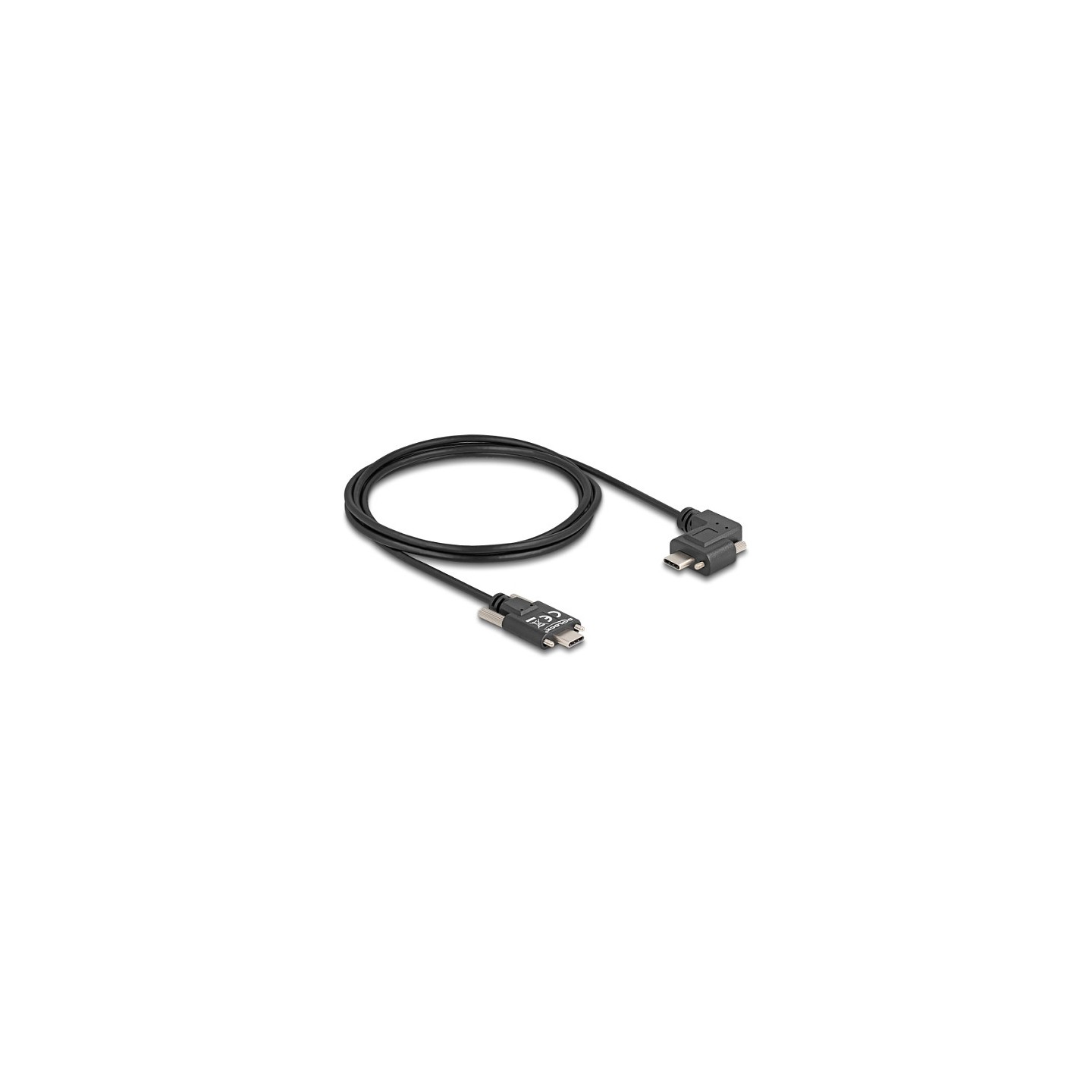 DELOCK USB 2.0 Kabel USB Type-C Stecker mit Schrauben zu USB Type-C Stecker mit Schrauben gewinkelt links rechts PD 3...