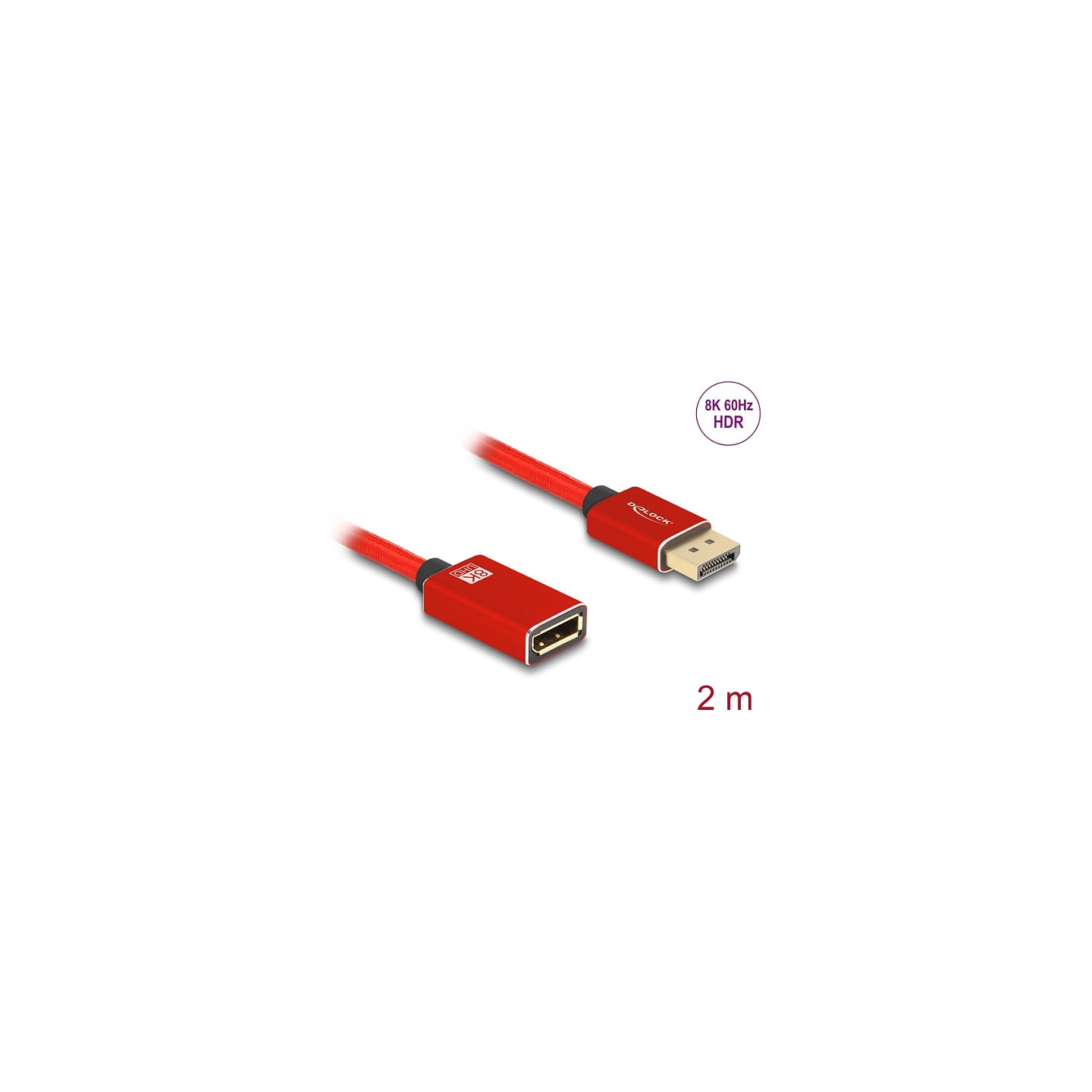 DELOCK DisplayPort Verlngerungskabel 8K 60 Hz 2 m rot Metall ohne Einrastfunktion — Buy in Cyprus with Fast Delivery
