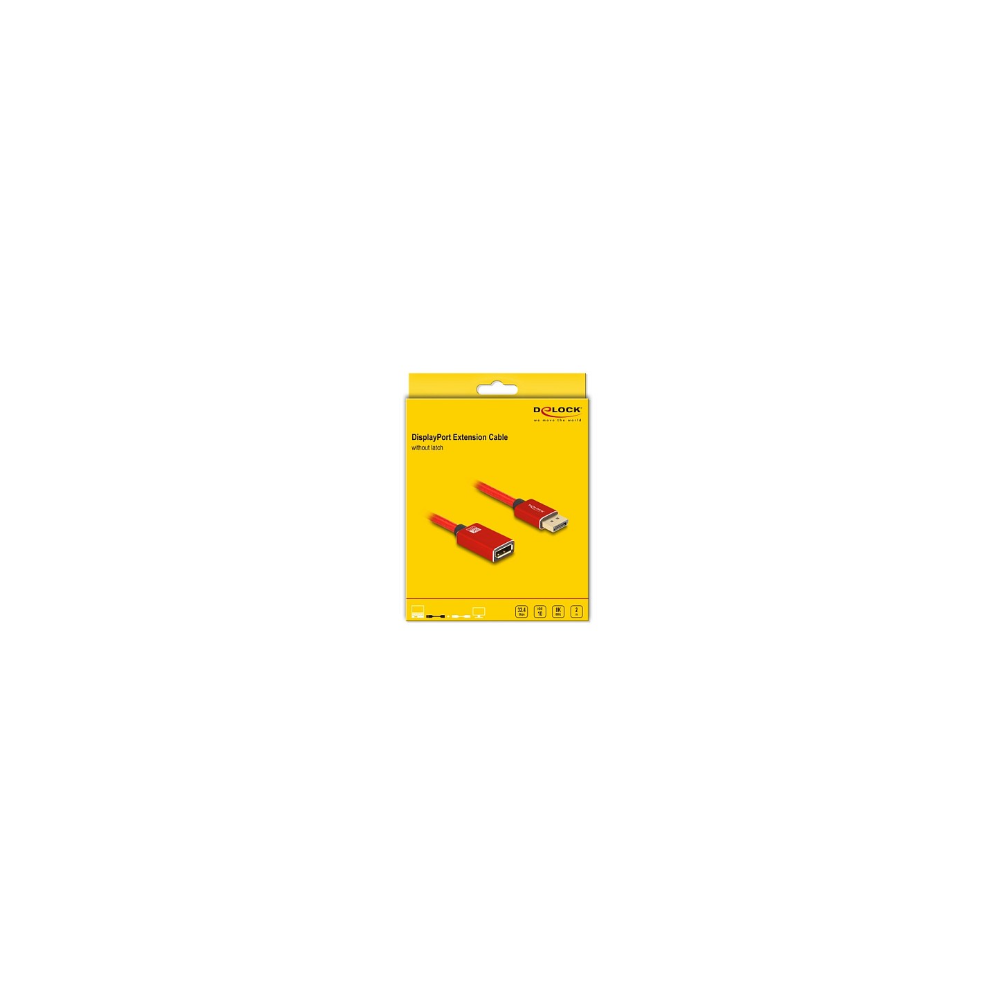 DELOCK DisplayPort Verlngerungskabel 8K 60 Hz 2 m rot Metall ohne Einrastfunktion — Buy in Cyprus with Fast Delivery
