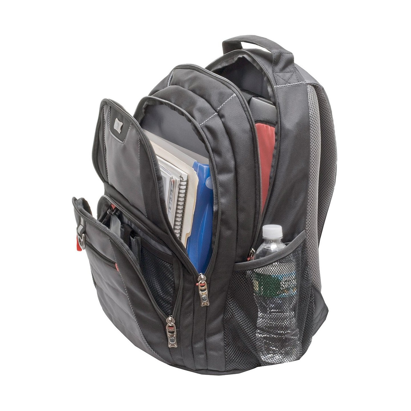 WENGER Pillar Notebook Rucksack fuer 35.8 bis 39.6cm 14.1 bis 15.6Zoll Tablet. Laptop schwarz grau