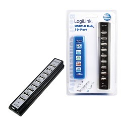 USB2.0 HUB 10Port LogiLink aktiv mit Netzteil Black — Buy in Cyprus with Fast Delivery