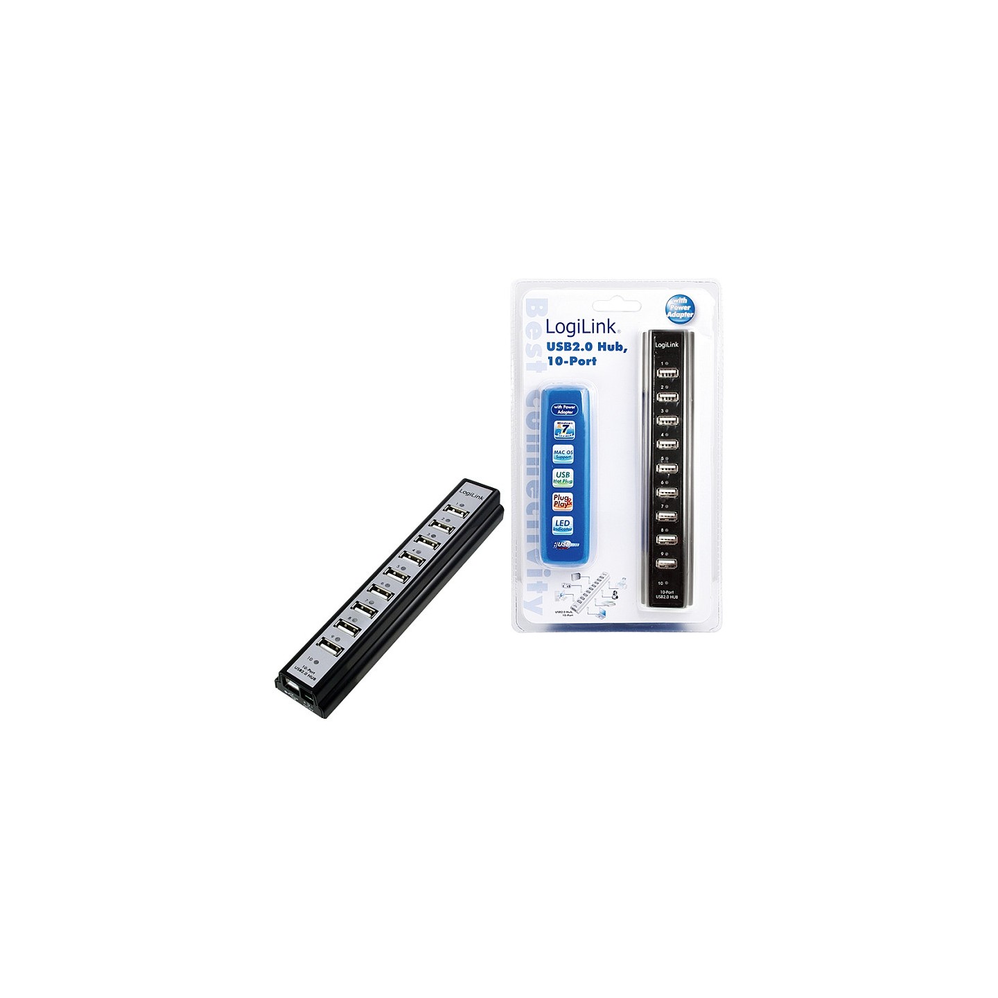 USB2.0 HUB 10Port LogiLink aktiv mit Netzteil Black — Buy in Cyprus with Fast Delivery