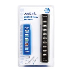 USB2.0 HUB 10Port LogiLink aktiv mit Netzteil Black — Buy in Cyprus with Fast Delivery
