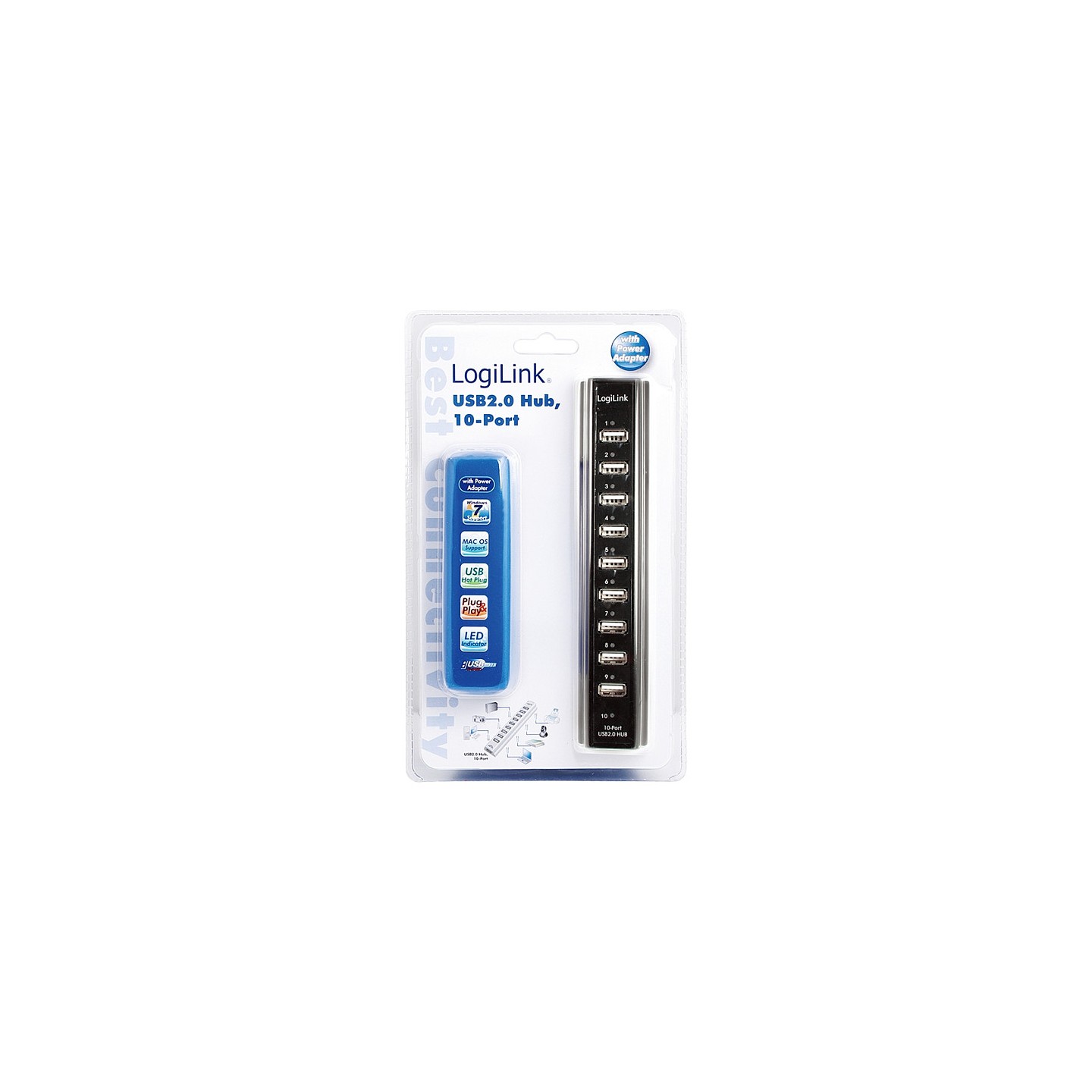 USB2.0 HUB 10Port LogiLink aktiv mit Netzteil Black — Buy in Cyprus with Fast Delivery