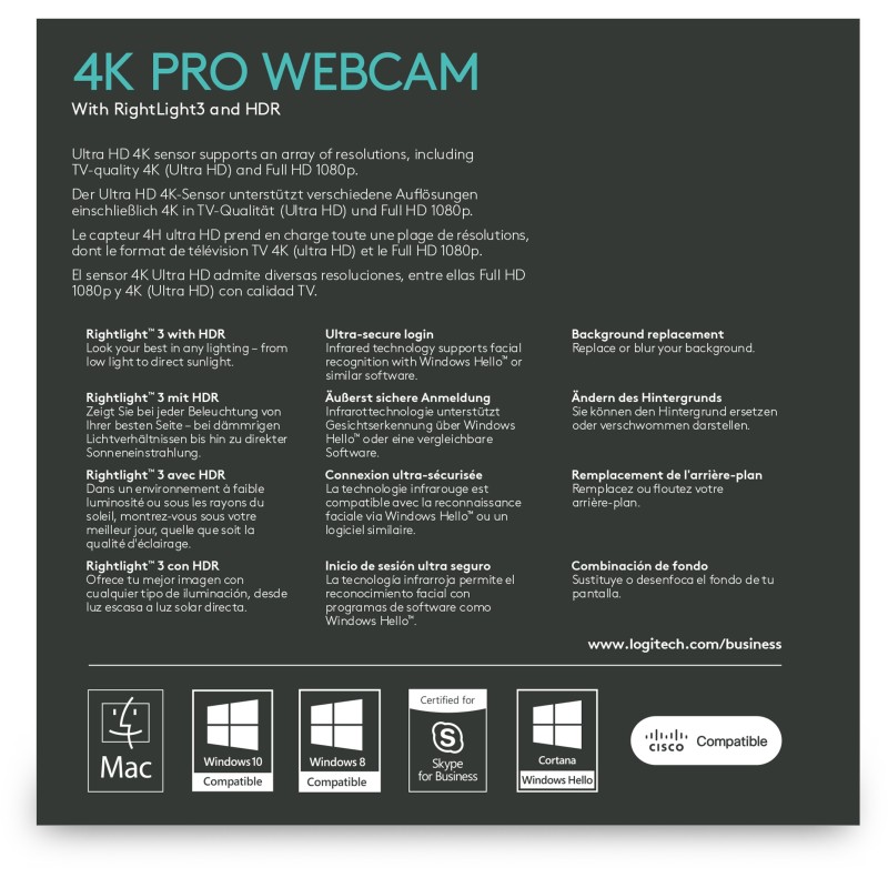 Buy Logitech BRIO 4K Ultra HD Webcam - BRIO - 4K/2160p, 90 fps, USB-C, Dual Mics... in Cyprus, Nicosia, Limassol, Larnaka, Pafos