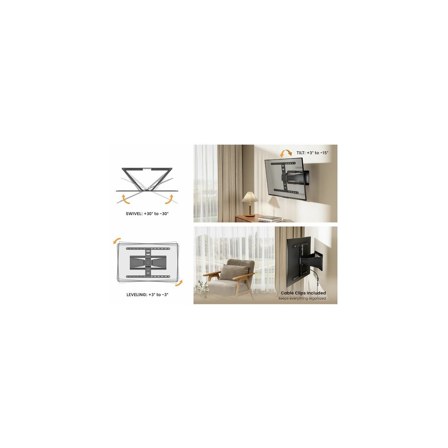 Equip Wandhalterung 43'-90' 1TFT Slim V.b 1Gelenk 50Kg sw retail — Buy in Cyprus with Fast Delivery