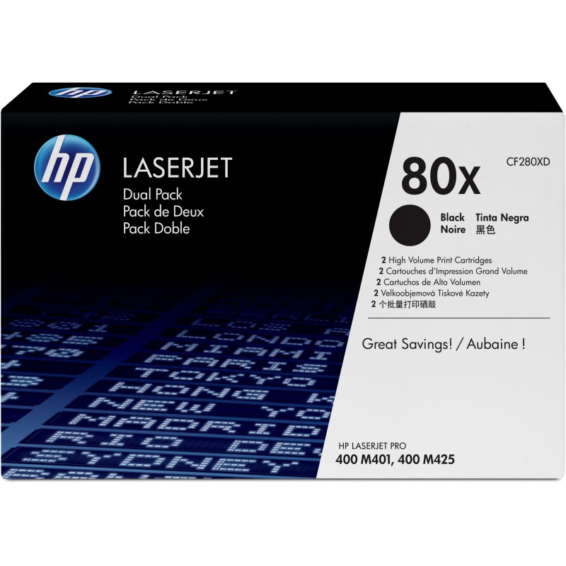 Buy HP Original 80X Toner Cartridge CF280XD - High-Yield Black 2-Pack (~6,900 pa... in Cyprus, Nicosia, Limassol, Larnaka, Pafos
