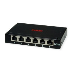 ROLINE Mini-Patchpanel. Cat.6A (Class EA). 6x RJ45. 0.5HE. geschirmt. schwarz — Buy in Cyprus with Fast Delivery