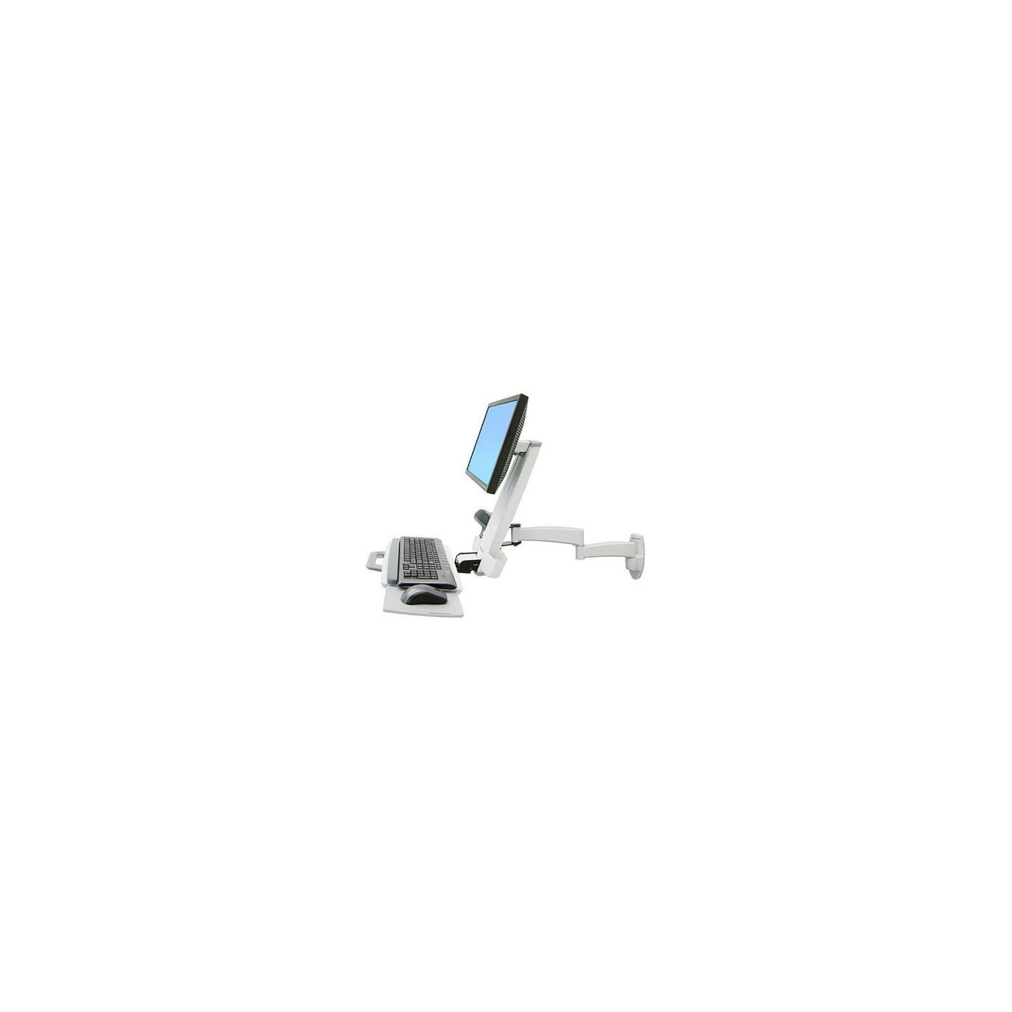 ERGOTRON Combo Arm der Serie 200 weiss fuer LCD bis 61cm 24 Zoll Tastatur Maus Handballenauflage und Barcode Lesegeraet