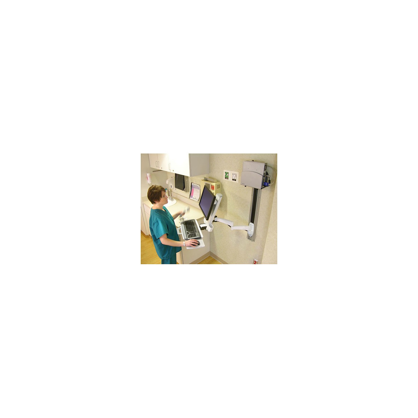 ERGOTRON Combo Arm der Serie 200 weiss fuer LCD bis 61cm 24 Zoll Tastatur Maus Handballenauflage und Barcode Lesegeraet