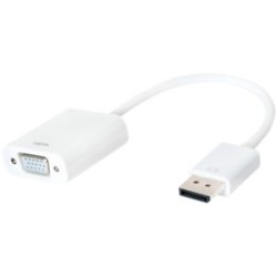 LogiLink DisplayPort 1.2 to VGA Active Adapter - CV0059B - 15cm Cable, White, up to 1920x1200