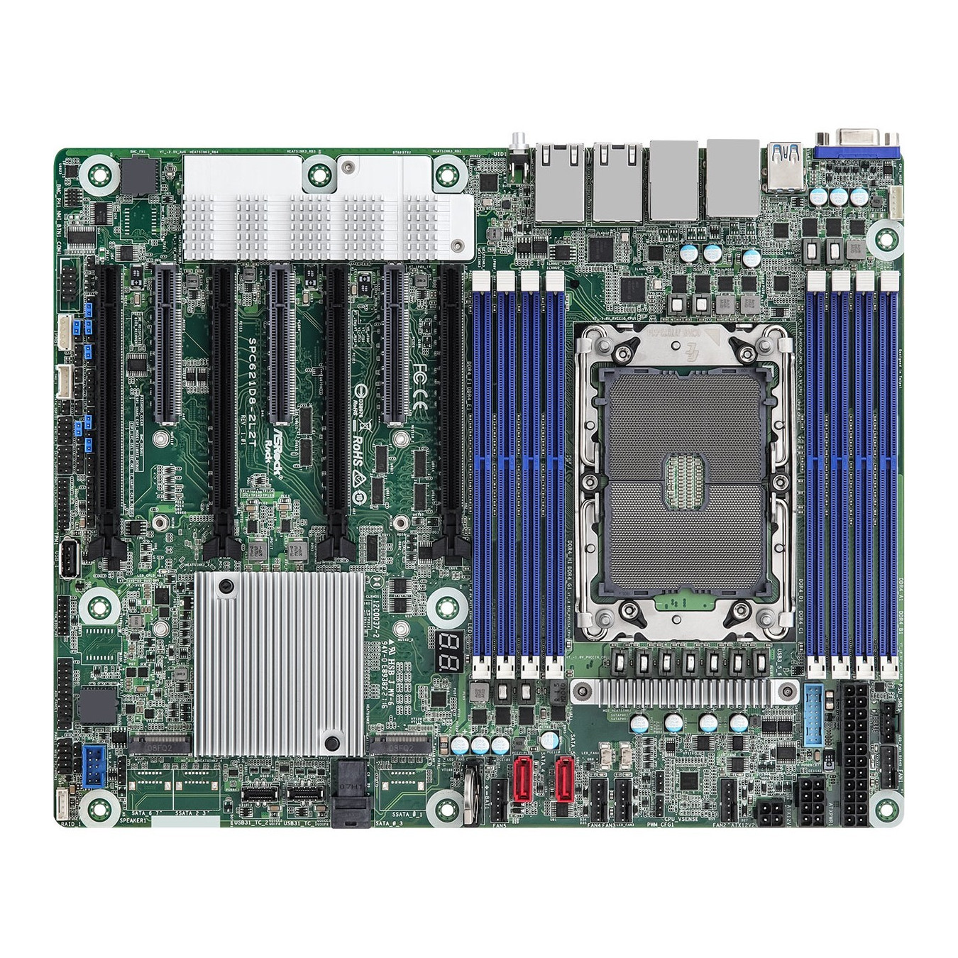 ASRock C621A SPC621D8-2L2T - ATX Server Motherboard, LGA4189, 8x DDR4 DIMM, 8x SATA, PCIe4.0