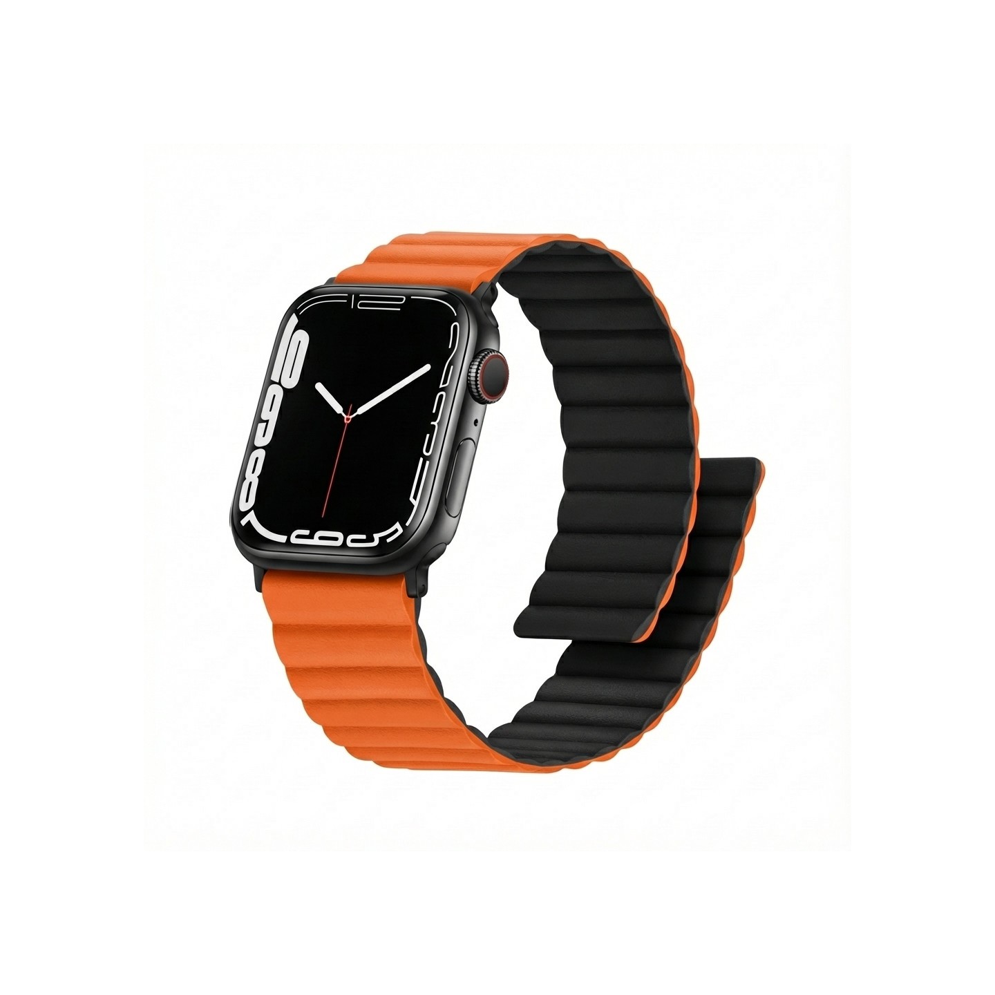 Premium Plus Armband für Apple Watch. Orange Schwarz. 40mm. 41mm. 38mm. 42mm (Series 10). GA-MAG-BNDA-PP-OMS