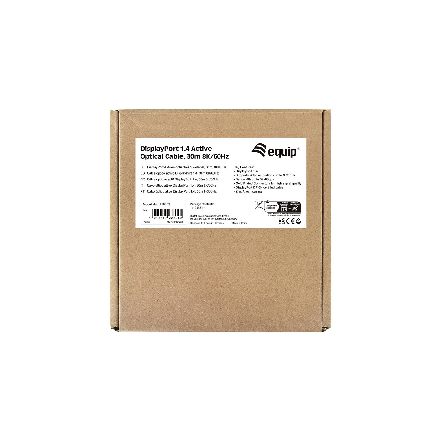 Equip DisplayPort 1.4 St St30.00m 8K 60Hz komp.HDCP schwarz — Buy in Cyprus with Fast Delivery