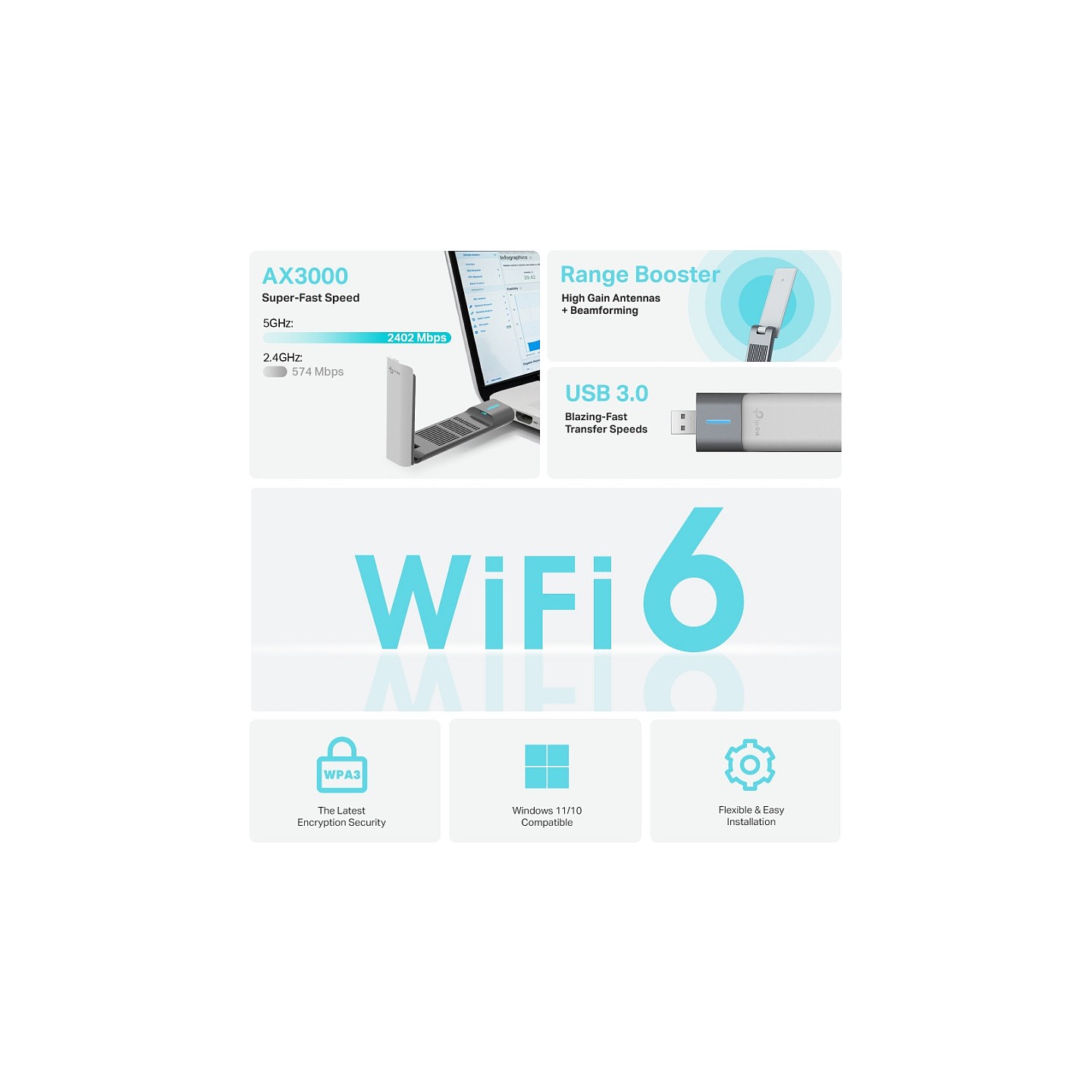 TP-Link Archer TX50UH AX3000 H.G.Dual Band Wi-Fi 6 USB Adapter — Buy in Cyprus with Fast Delivery