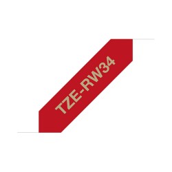 Brother TZe-RW34 P-touch textiles Schriftband gold auf weinrot 12mm x 4m — Buy in Cyprus with Fast Delivery