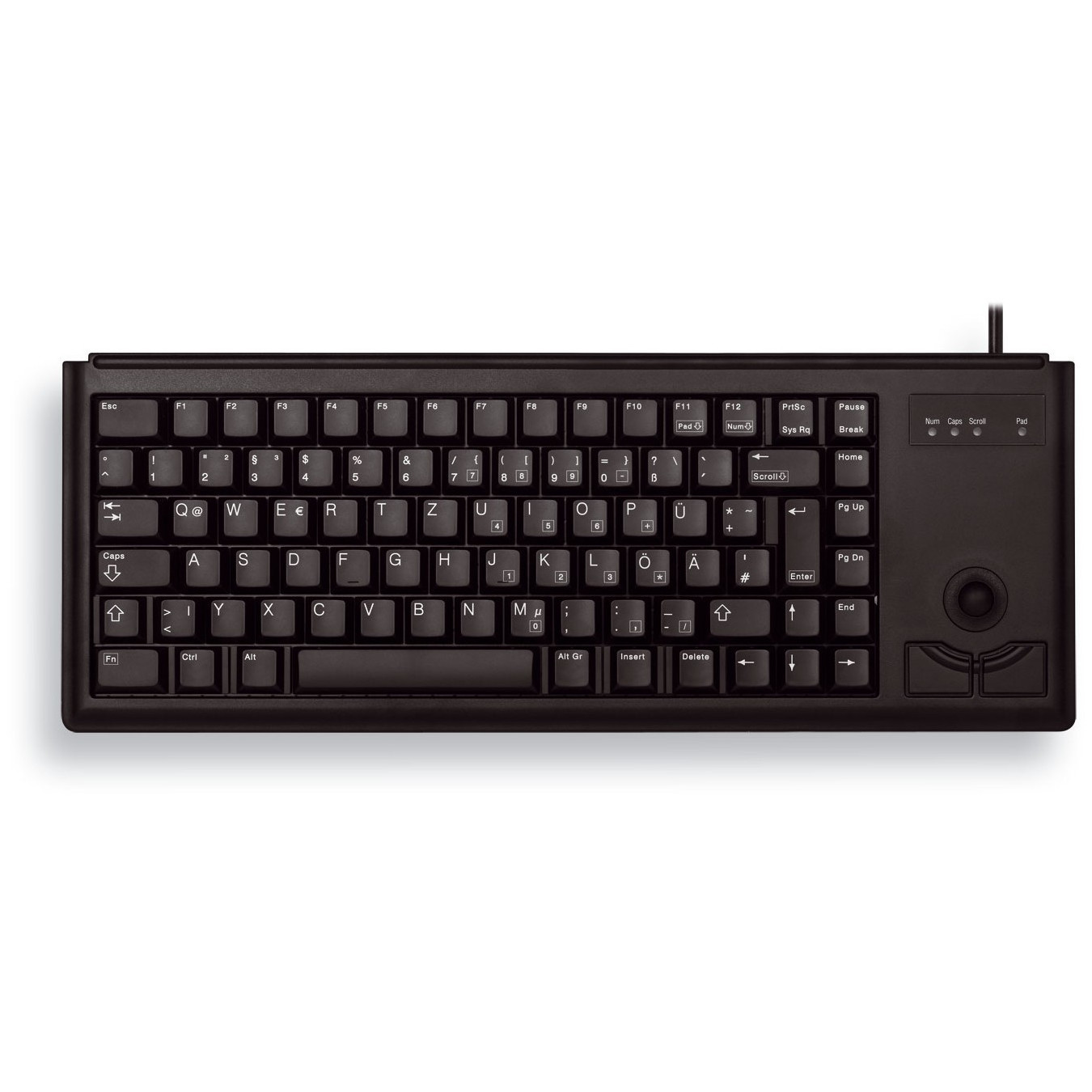 Cherry G84-4400 - Wired USB Full-Size Keyboard with Trackball, 84 Keys, QWERTZ German, Black