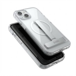 Case aus 10H Hartglas mit Kickstand für Apple iPhone 16 Plus. Transparent Silber. GA-MAGCS-IP24-SLS67WHT