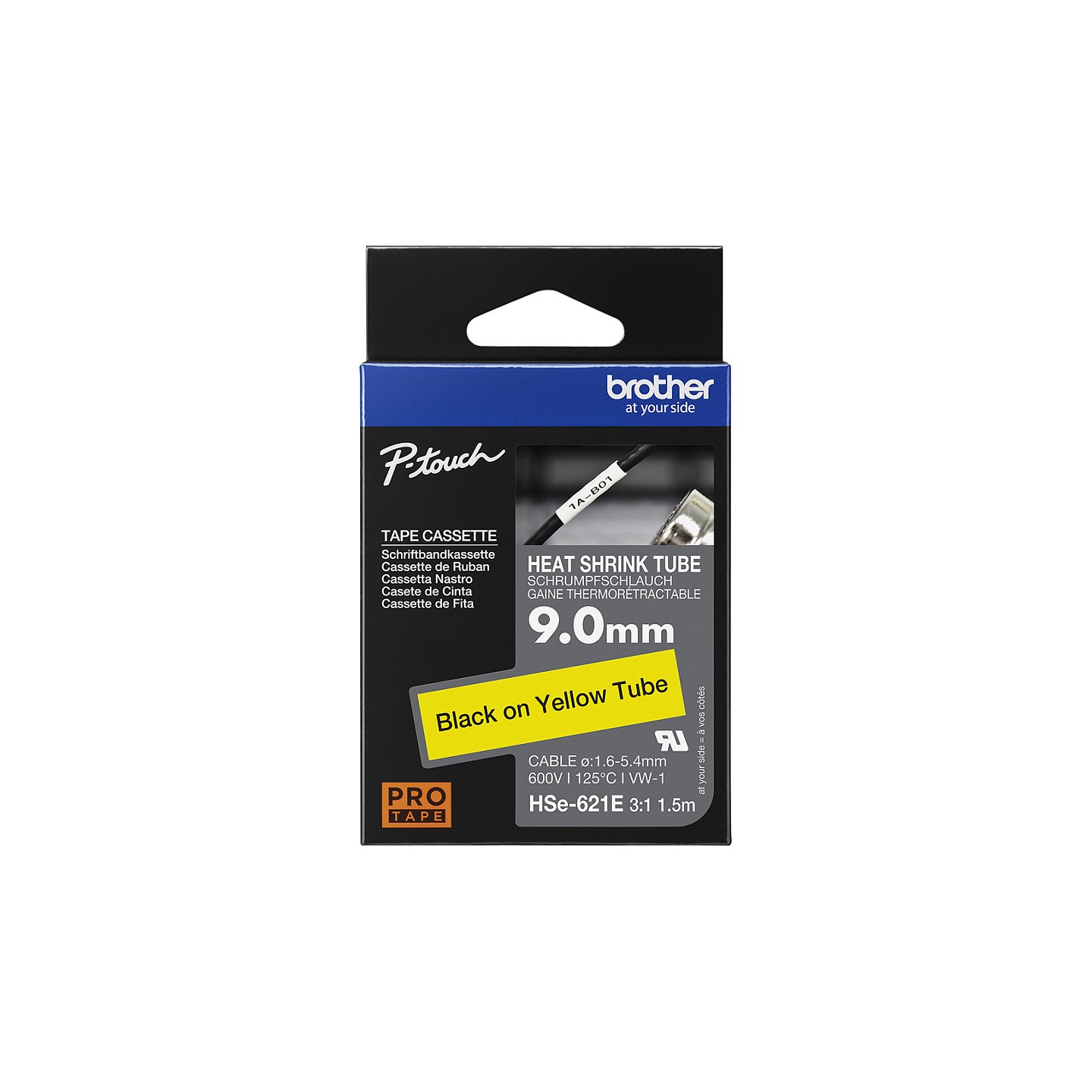Schrumpfschlauchkassette Brother 9.0mm gelb schwarz HSE621E — Buy in Cyprus with Fast Delivery