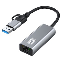 Adapter USB-C + USB-A - to RJ45 10 100 1000 2500 gr — Buy in Cyprus with Fast Delivery