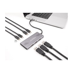 DELOCK 7 Port USB Hub 10 Gbps mit 4 x USB Type-C Buchse und 3 x USB Typ-A Buchse mit PD 80 W