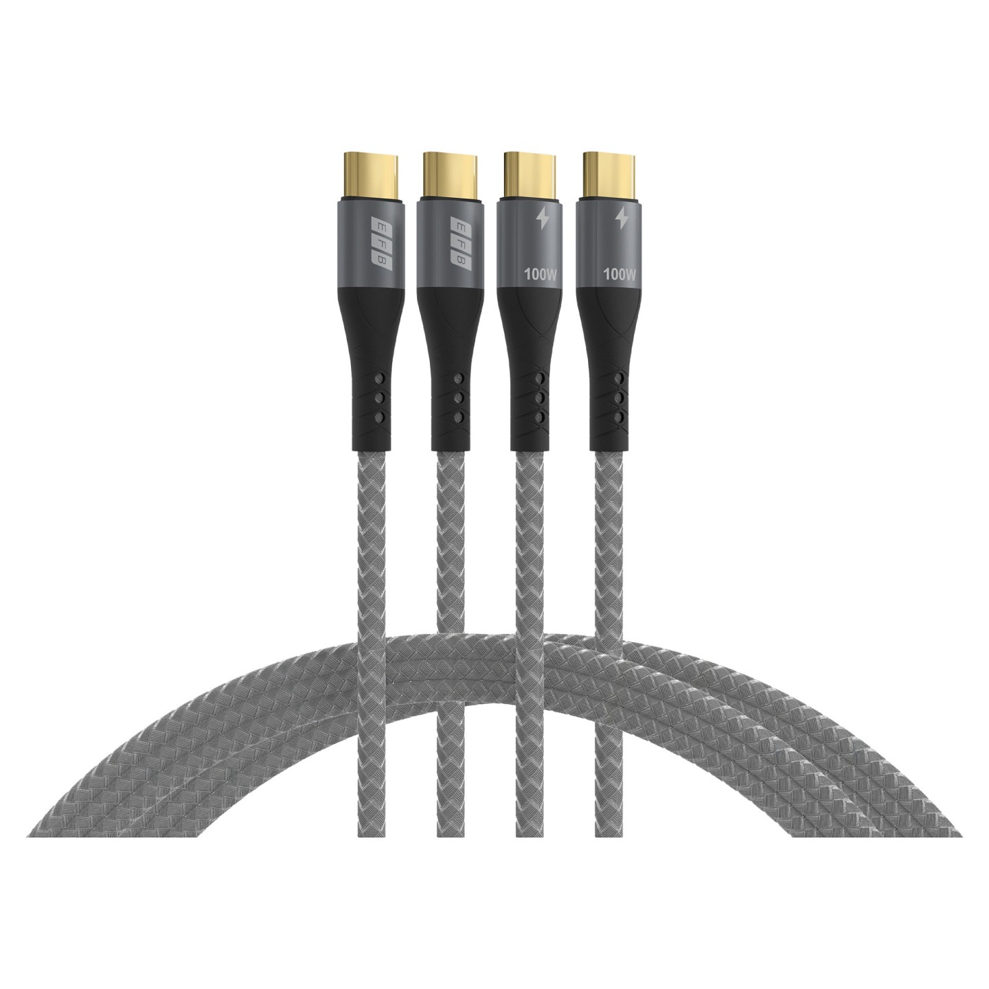 EFB USB-C Kabelset 100W PD 3.0 5A E-Marker Chip 2x1m grau — Buy in Cyprus with Fast Delivery