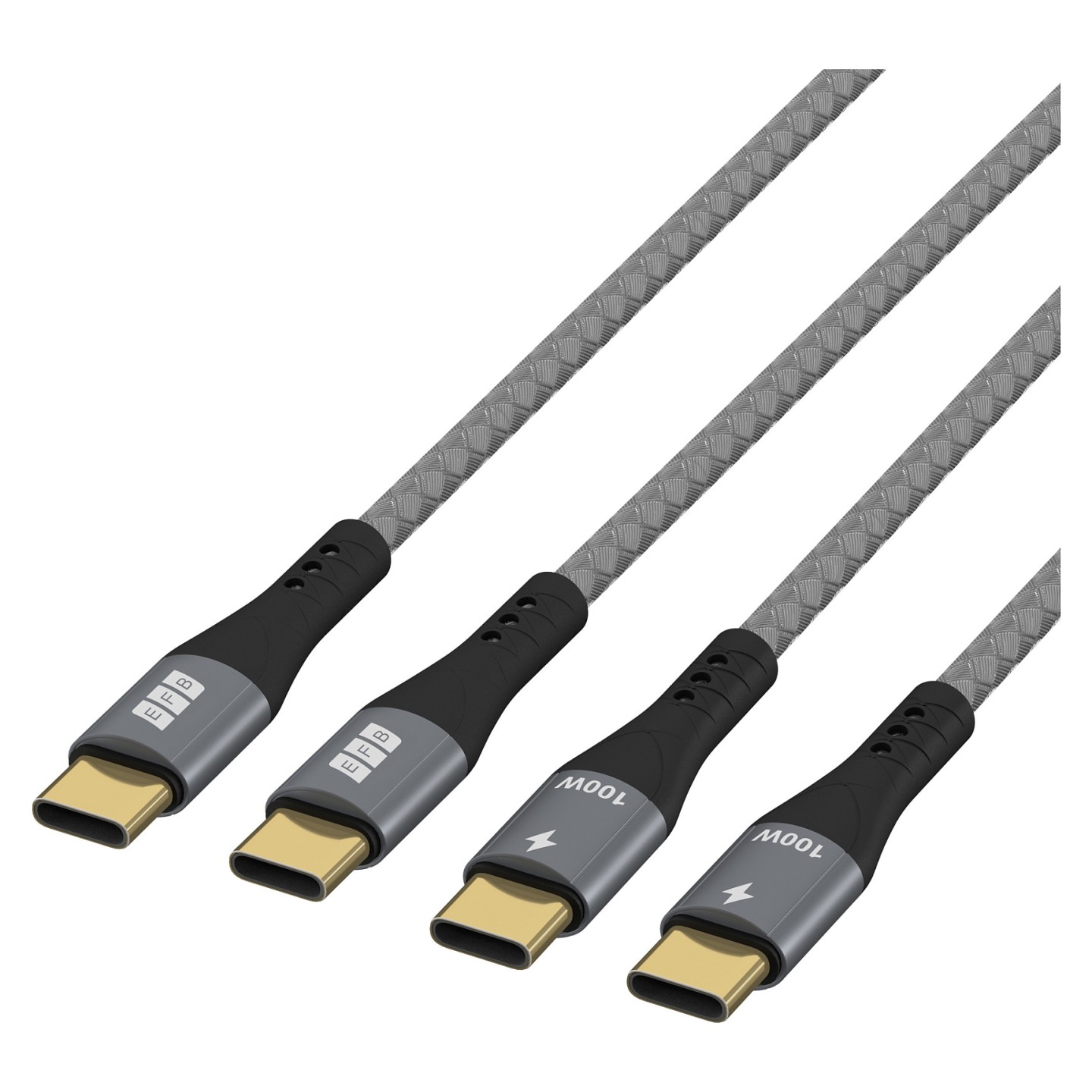 EFB USB-C Kabelset 100W PD 3.0 5A E-Marker Chip 2x1m grau — Buy in Cyprus with Fast Delivery