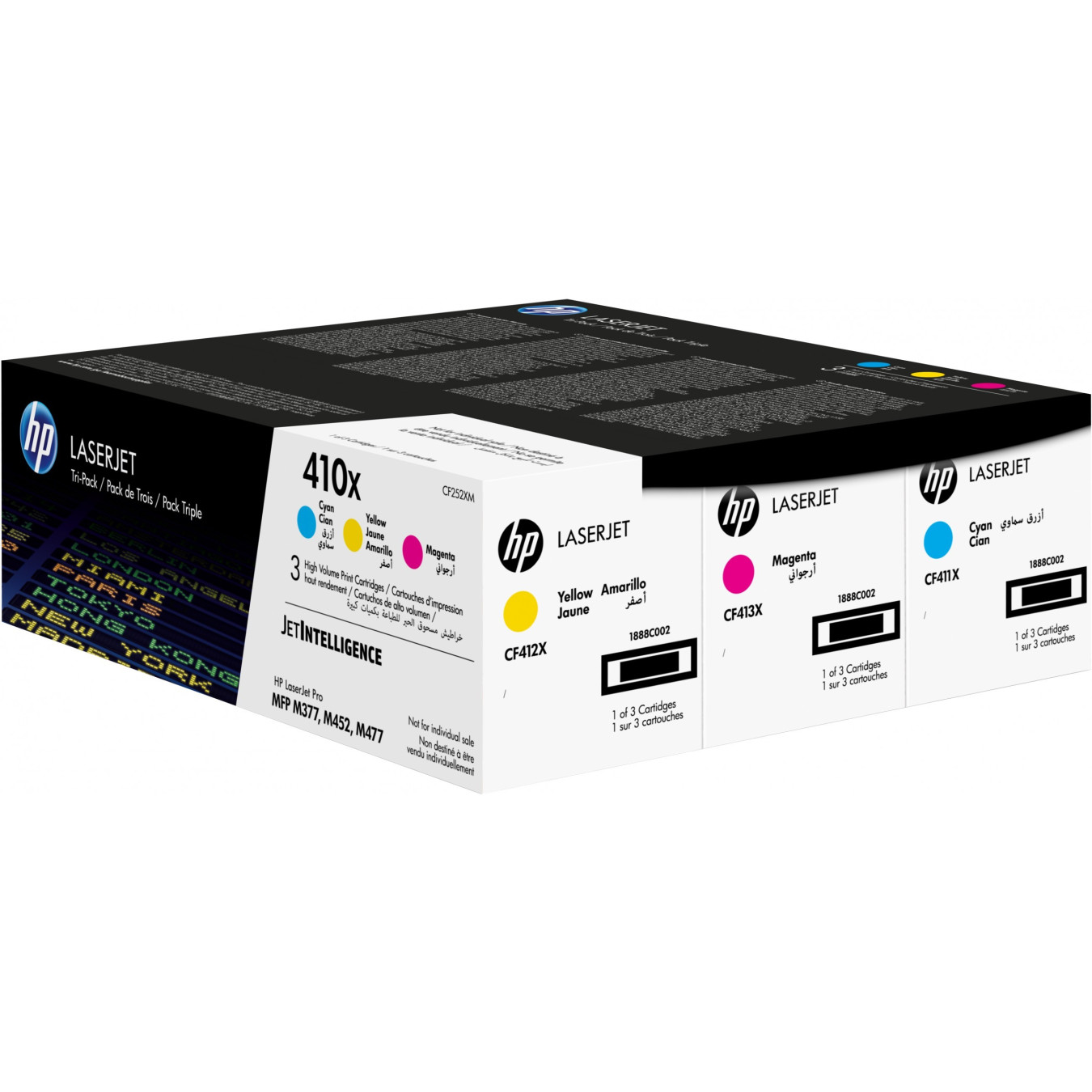 HP 410X (CF325XM) Original High-Yield Toner 3-Pack - Cyan, Magenta, Yellow - 5,000-page Cartridges