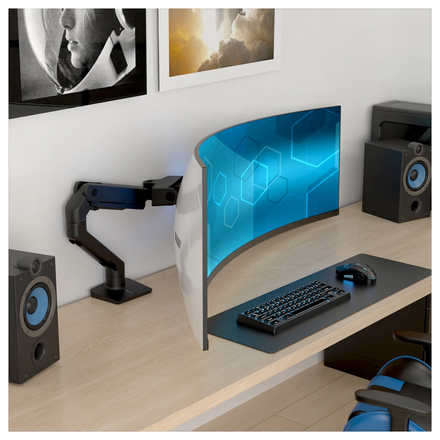 Ergotron HX Monitor Arm mit VHD-Gelenk. Tischhalterung (schwarz (matt). fr 1000 R Curved Monitore)