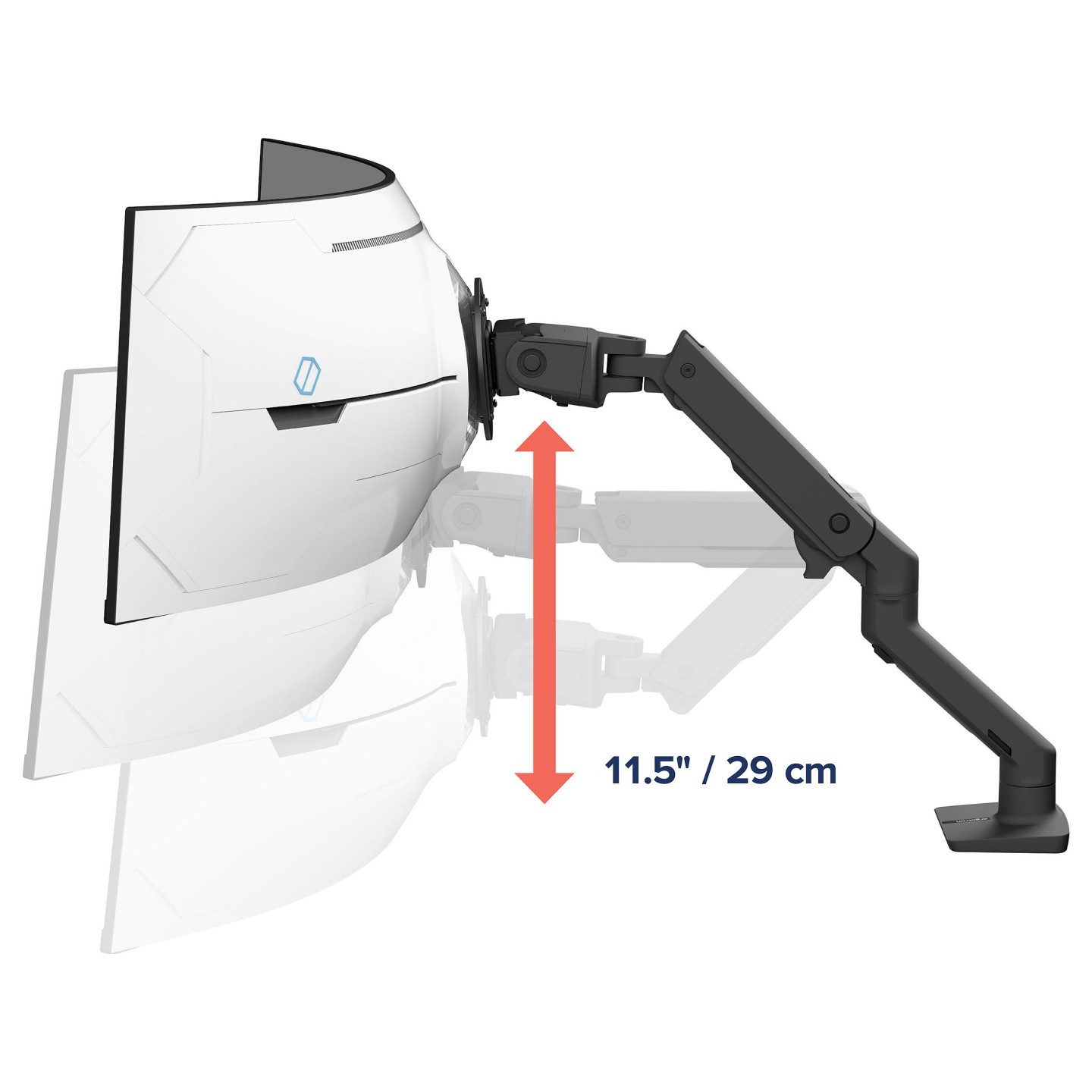 Ergotron HX Monitor Arm mit VHD-Gelenk. Tischhalterung (schwarz (matt). fr 1000 R Curved Monitore)