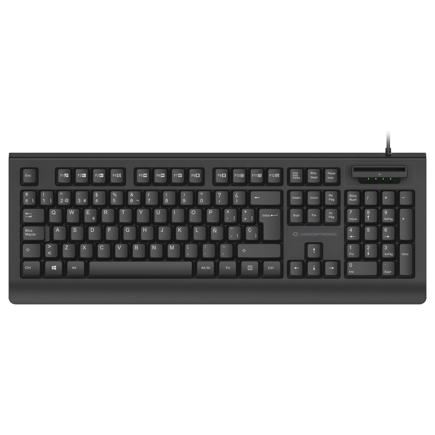 CONCEPTRONIC USB Tastatur.Smart ID-Kartenleser spanisch sw — Buy in Cyprus with Fast Delivery