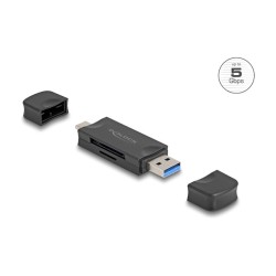Delock Card Reader USB 5 Gbps USB Type-CTM Typ-A für SD und Micro SD Speicherkarten schwarz