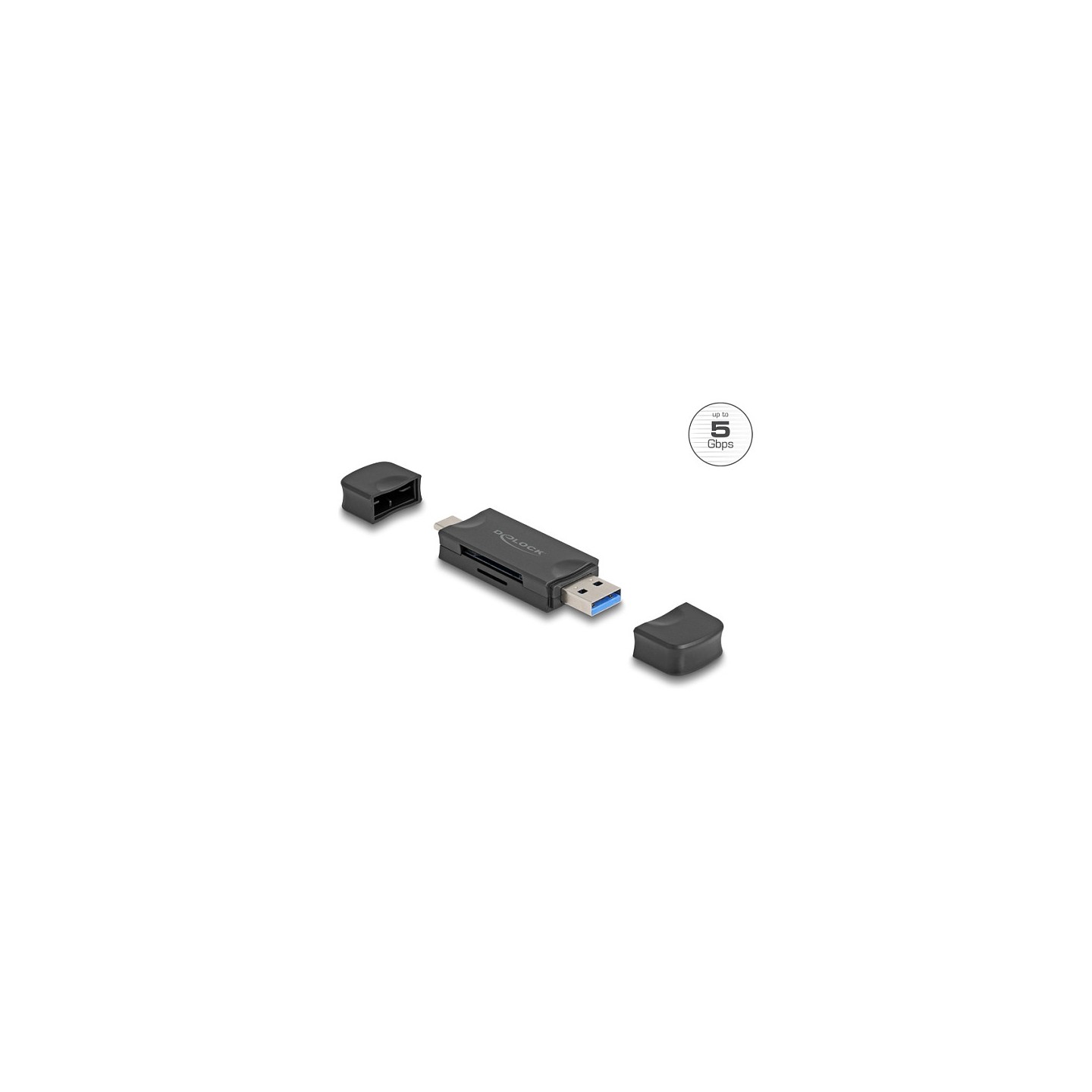 Delock Card Reader USB 5 Gbps USB Type-CTM Typ-A für SD und Micro SD Speicherkarten schwarz