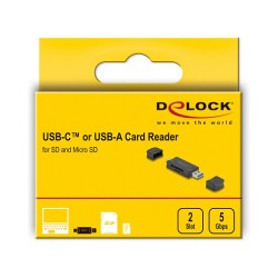 Delock Card Reader USB 5 Gbps USB Type-CTM Typ-A für SD und Micro SD Speicherkarten schwarz