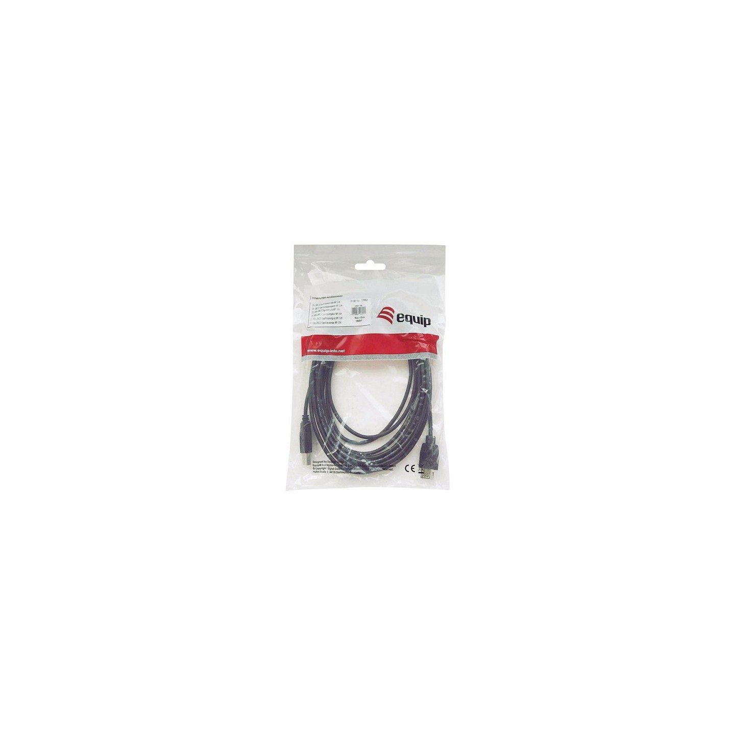 Equip USB Kabel 2.0 A-B St St 2.00m schwarz Polybeutel — Buy in Cyprus with Fast Delivery