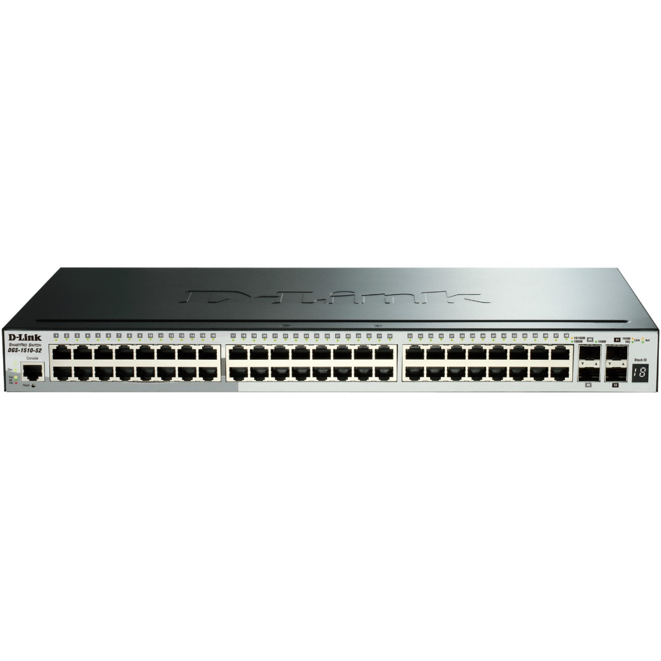 D-Link DGS-1510-20/E - 20-Port Managed L2/L3 Gigabit Switch (16x RJ45, 2x SFP, 2x SFP+), 1U Rackmount, Grey