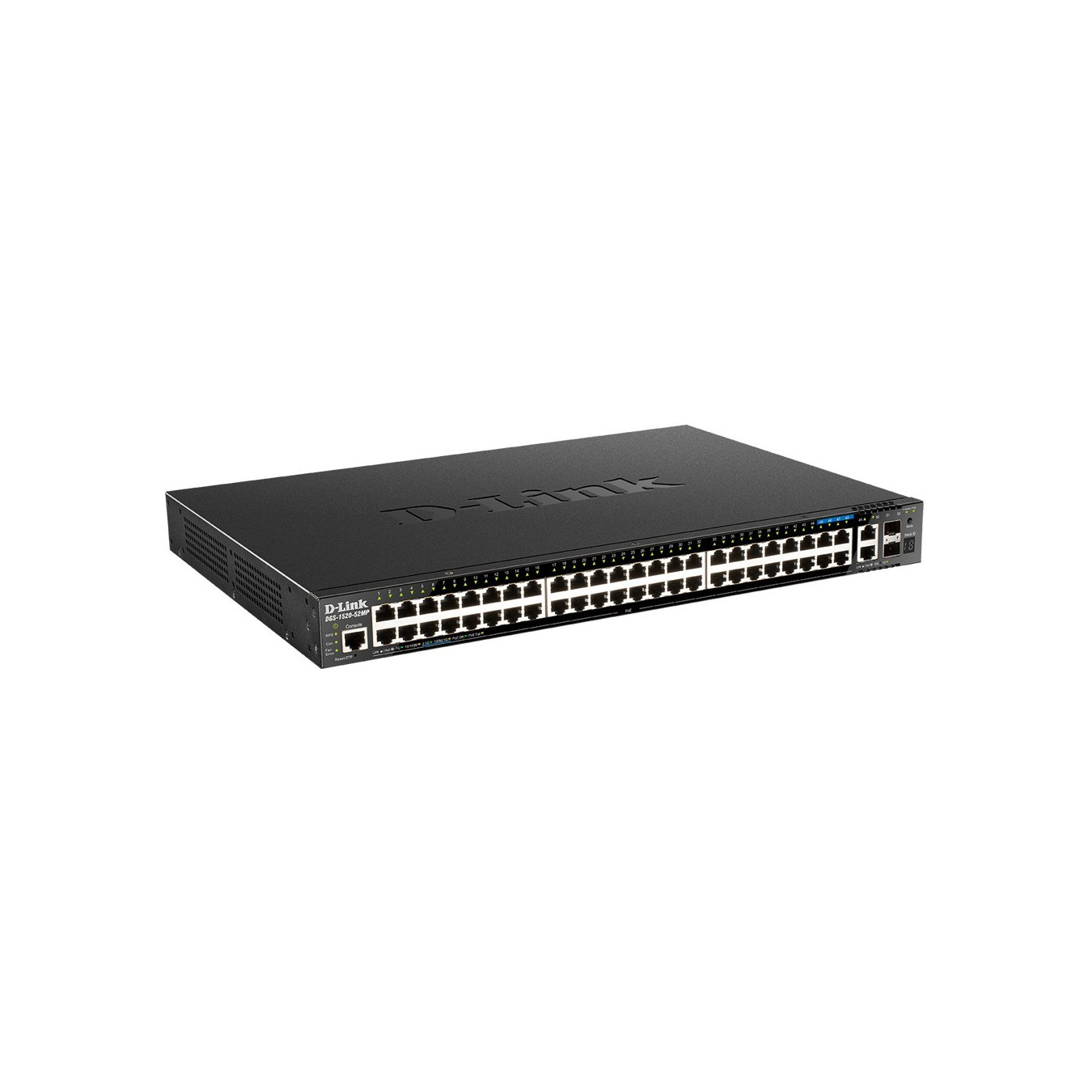 D-Link DGS-1520-52MP - 52-Port Gigabit PoE+ Smart Managed L3 Switch - Black, 370W PoE Budget