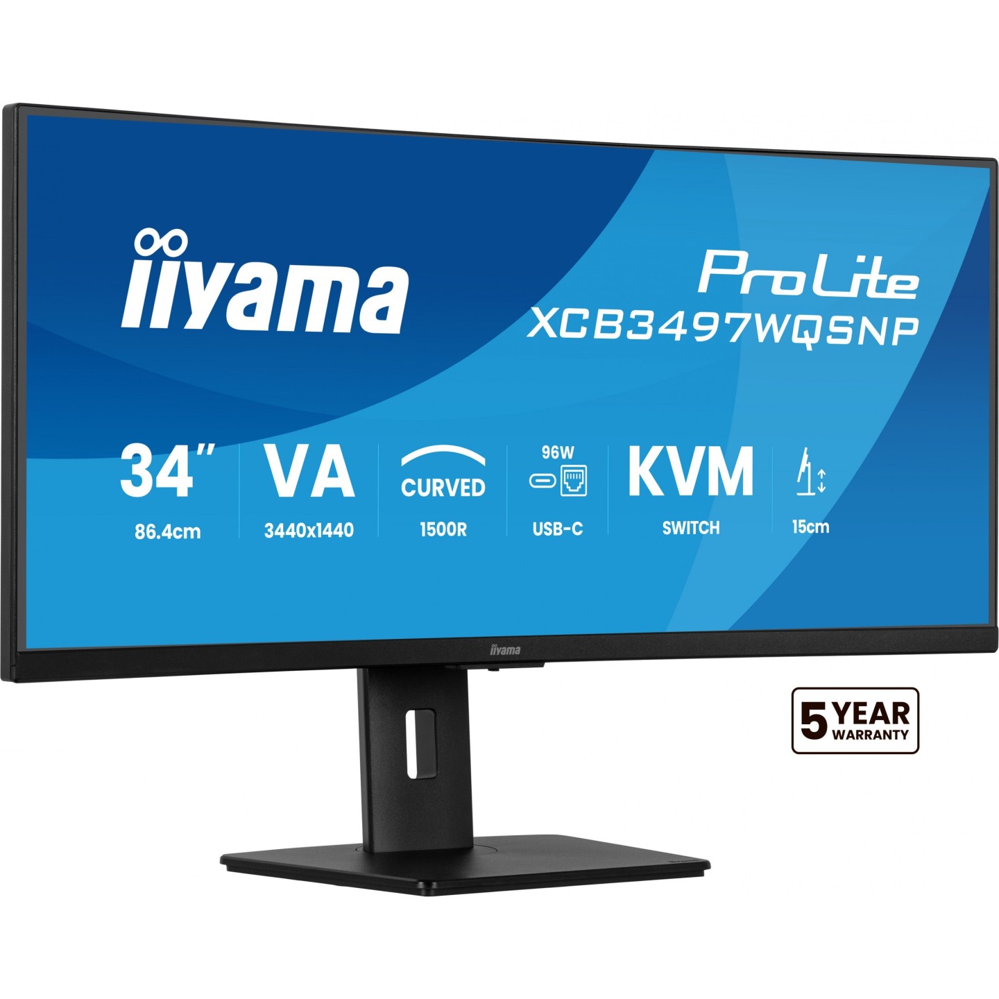 iiyama ProLite XCB3497WQSNP-B1 34" 3440x1440 120Hz VA Curved USB-C KVM (Boxed) — Buy in Cyprus with Fast Delivery
