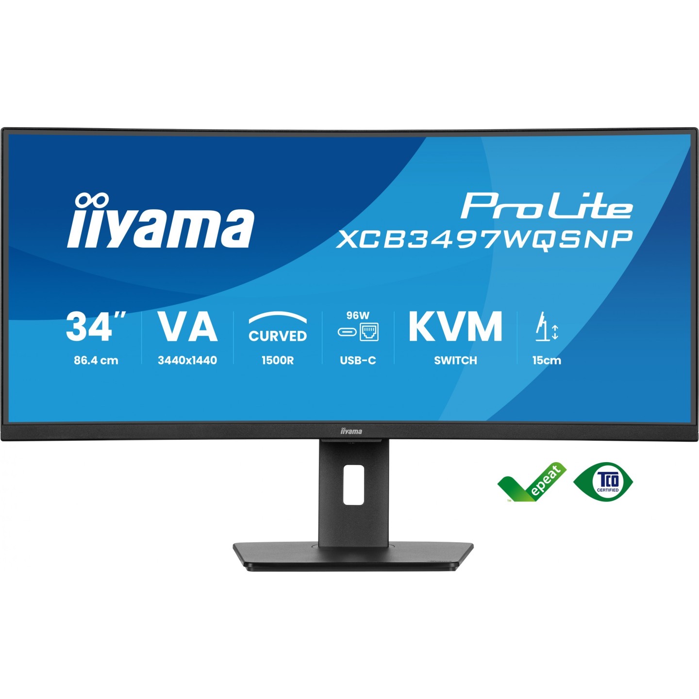 iiyama ProLite XCB3497WQSNP-B1 34" 3440x1440 120Hz VA Curved USB-C KVM (Boxed) — Buy in Cyprus with Fast Delivery