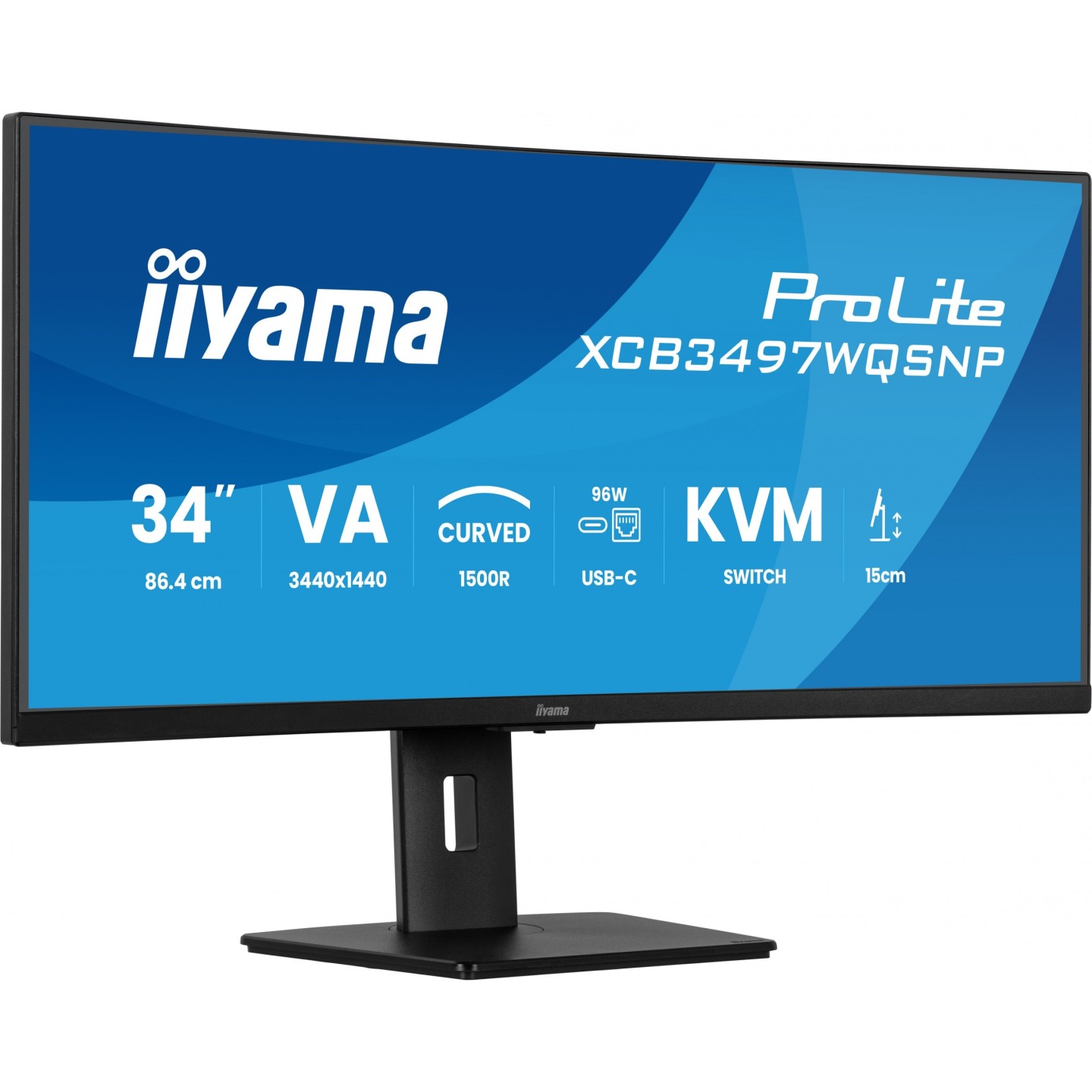 iiyama ProLite XCB3497WQSNP-B1 34" 3440x1440 120Hz VA Curved USB-C KVM (Boxed) — Buy in Cyprus with Fast Delivery