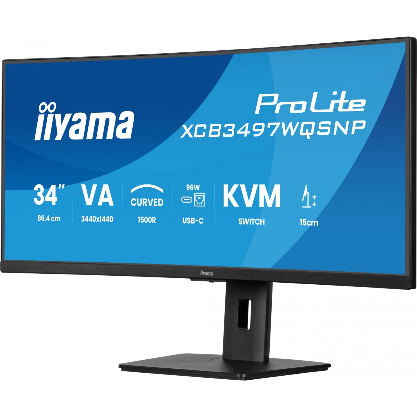 iiyama ProLite XCB3497WQSNP-B1 34" 3440x1440 120Hz VA Curved USB-C KVM (Boxed) — Buy in Cyprus with Fast Delivery