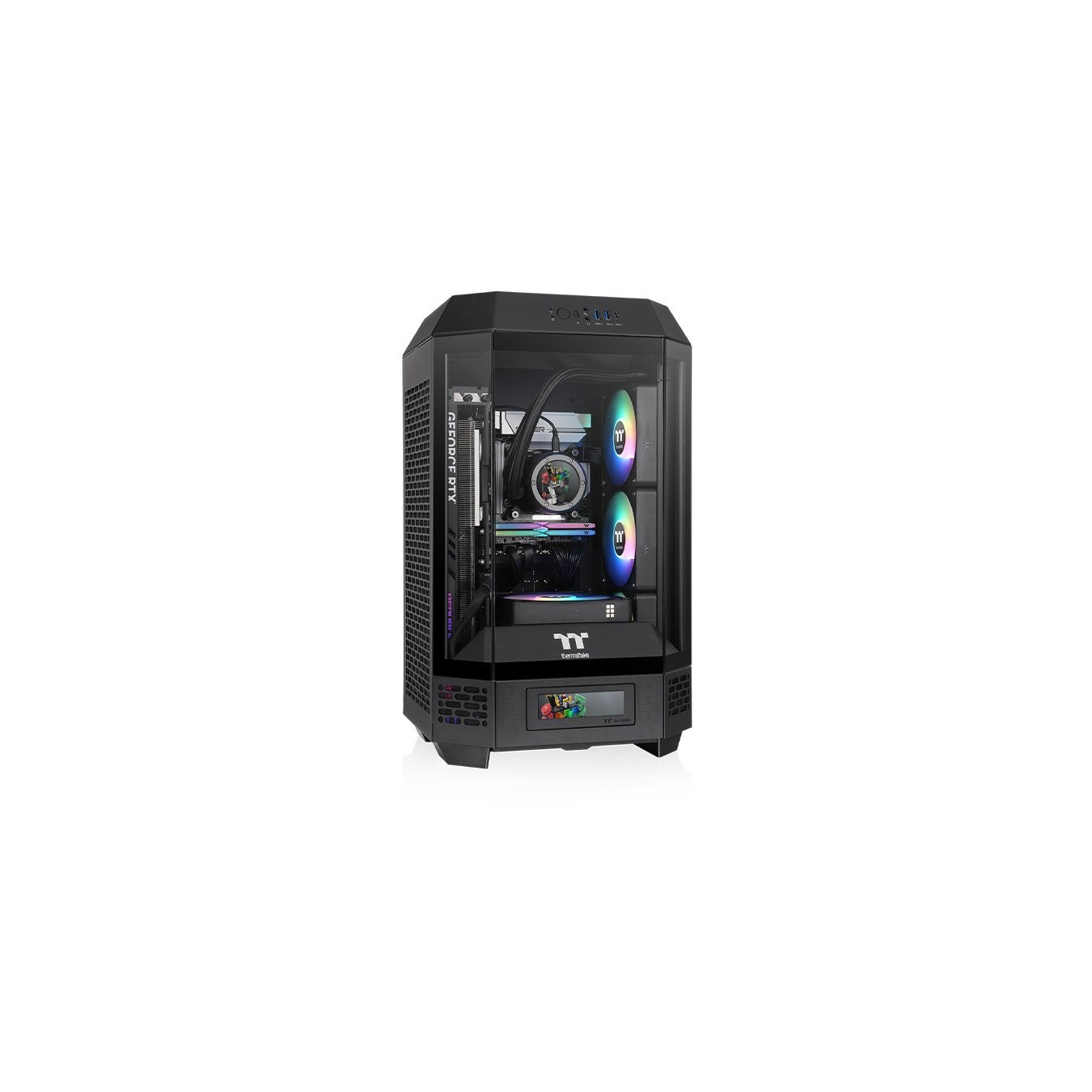 Thermaltake The Tower 250 - Mini-ITX PC Case, Black/White, 3.9" LCD, 360mm GPU Support — Buy in Cyprus with Fast Delivery